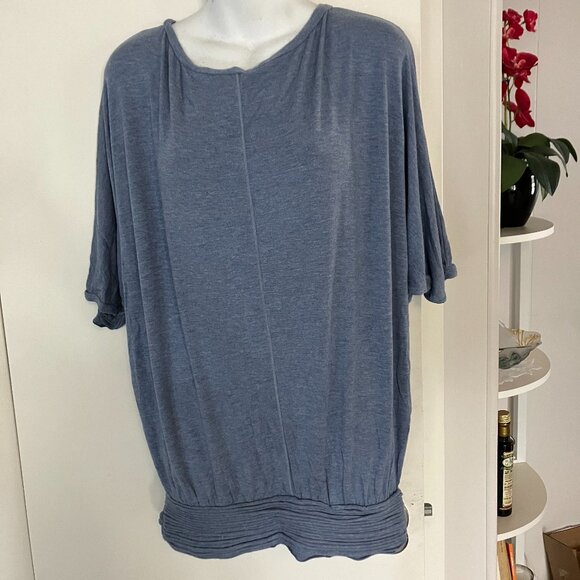 Tops - Blueish Gray Oversized Soft Jersey Top